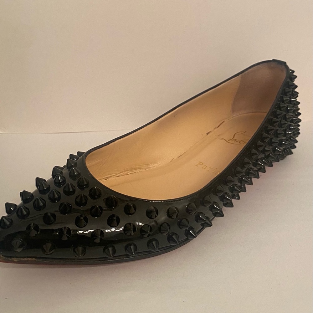 Christian Louboutin Patent Leather Pigalle Spikes Flats